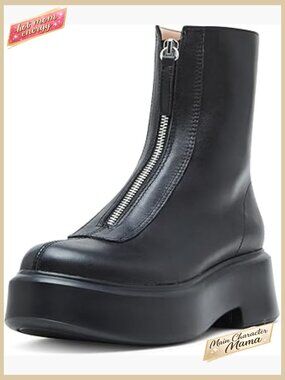 Classic Ankle Boot with Block Heel and Zip Detail Modern Minimalist Casual Chic